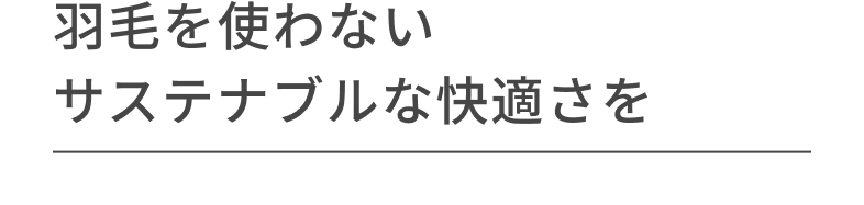 羽毛を使わないサステナブルな快適さを